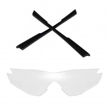 Walleva Replacement Lenses And Earsocks for Oakley M2 (OO9212 Series) Sunglasses - Multiple Options (Clear Non-Polarized Lenses + Black Rubber)